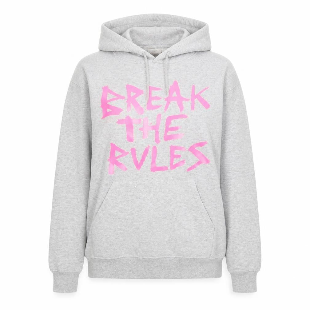 Front view of Topshop Women Grey 'Break The Rules' Pullover Hoodie, size S/M