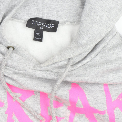 Topshop Women Grey 'Break The Rules' Pullover Hoodie Size S/M