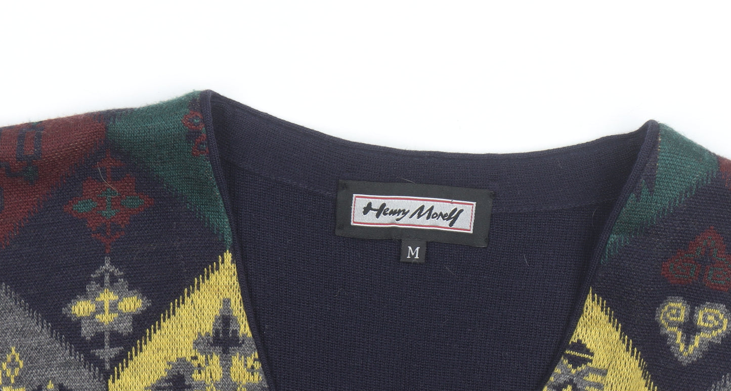 Henry Morely Men's Multicoloured Wool Knit Aztec Vest M