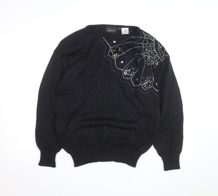 Vintage Porsche Montreal Women’s Black Beaded Pullover Jumper Size S