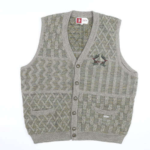 Steffner Country Men's Grey Wool Cable Knit Vest XL
