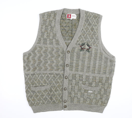 Steffner Country Men's Grey Wool Cable Knit Vest XL