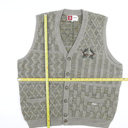Steffner Country Men's Grey Wool Cable Knit Vest XL