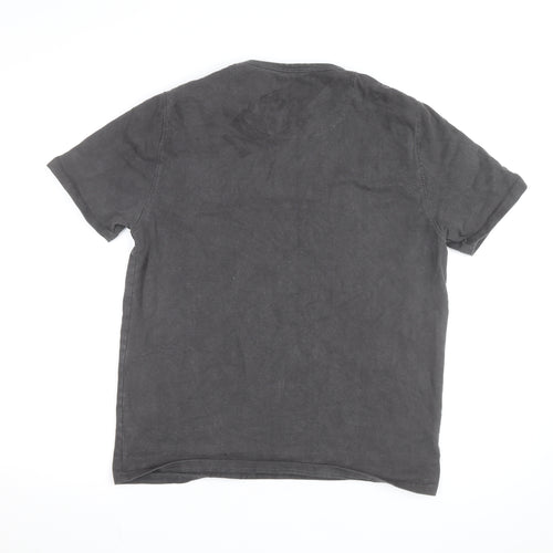 Folk Men's Black Crew Neck Cotton T-Shirt Size M Classic Fit