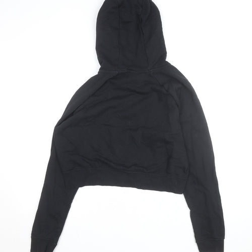 Nike Women Black L Pullover Hoodie Logo Cropped Sweatshirt
