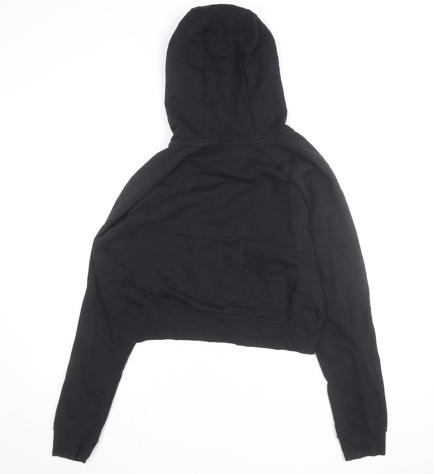 Nike Women Black L Pullover Hoodie Logo Cropped Sweatshirt