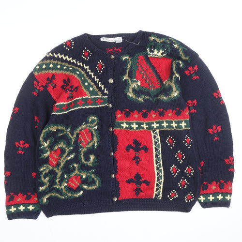 Talbots Unisex Multicoloured Knit Cardigan M Retro Winter Jumper