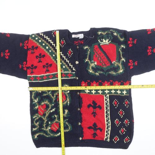 Talbots Unisex Multicoloured Knit Cardigan M Retro Winter Jumper