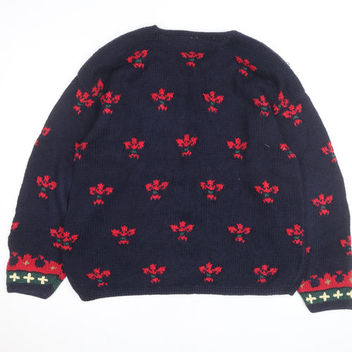 Talbots Unisex Multicoloured Knit Cardigan M Retro Winter Jumper