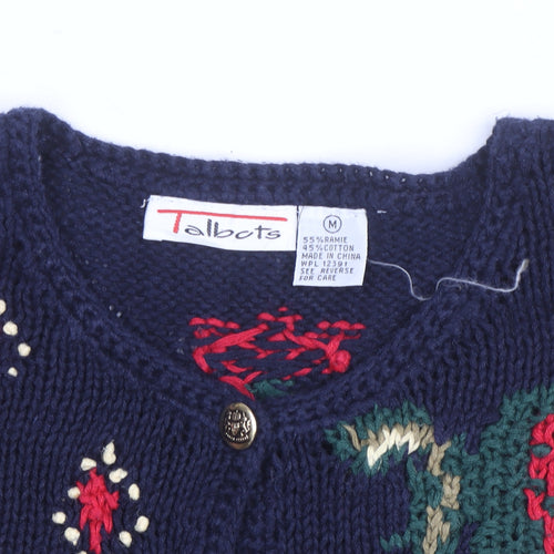 Talbots Unisex Multicoloured Knit Cardigan M Retro Winter Jumper