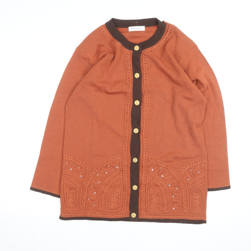 Raccommoder Women’s Brown Wool Long Sleeve Embroidered Cardigan M