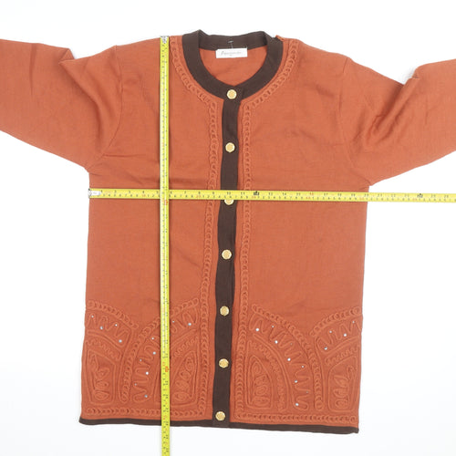 Raccommoder Women’s Brown Wool Long Sleeve Embroidered Cardigan M