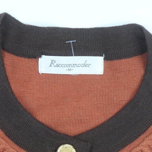 Raccommoder Women’s Brown Wool Long Sleeve Embroidered Cardigan M