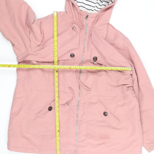 Cotton Traders Women Pink Hooded Parka Jacket Size 22 Lined Zip-Up