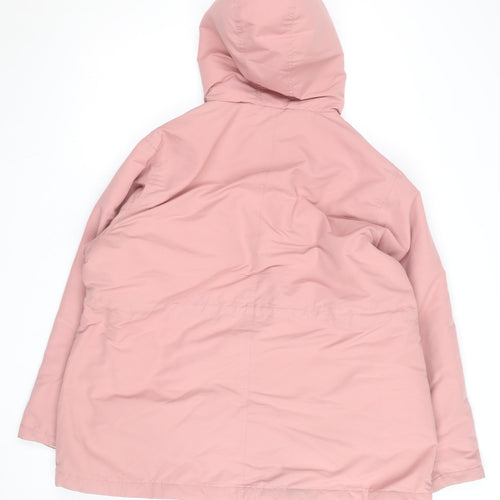 Cotton Traders Women Pink Hooded Parka Jacket Size 22 Lined Zip-Up