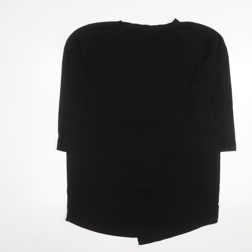 Zara Man Black 3/4 Sleeve Cotton Crew Neck Men's T-Shirt M
