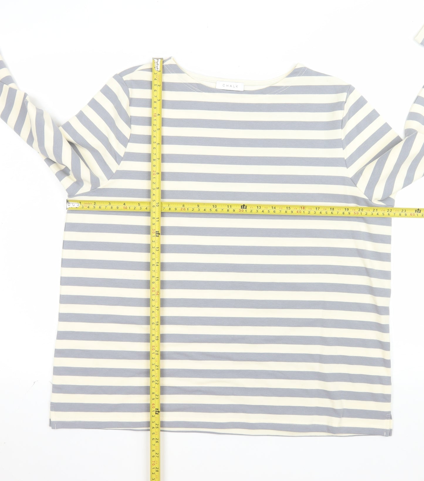 Chalk Women's Multicoloured Striped Long Sleeve Cotton T-Shirt One Size