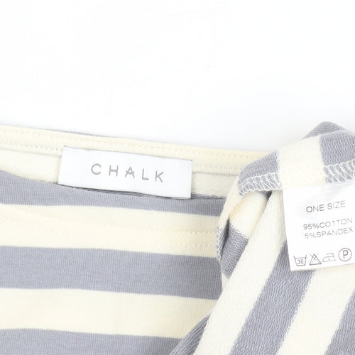 Chalk Women's Multicoloured Striped Long Sleeve Cotton T-Shirt One Size