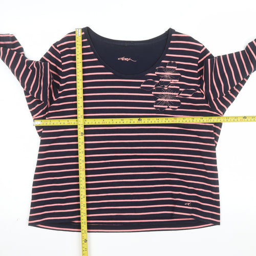 Dash Women's Multicoloured Striped 3/4 Sleeve Cotton T-Shirt Size 20