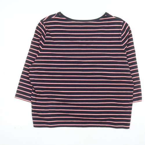 Dash Women's Multicoloured Striped 3/4 Sleeve Cotton T-Shirt Size 20