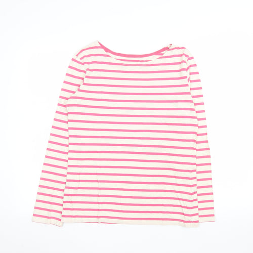 Seasalt Women Pink Striped Long Sleeve Organic Cotton Sailor T-Shirt Size 10