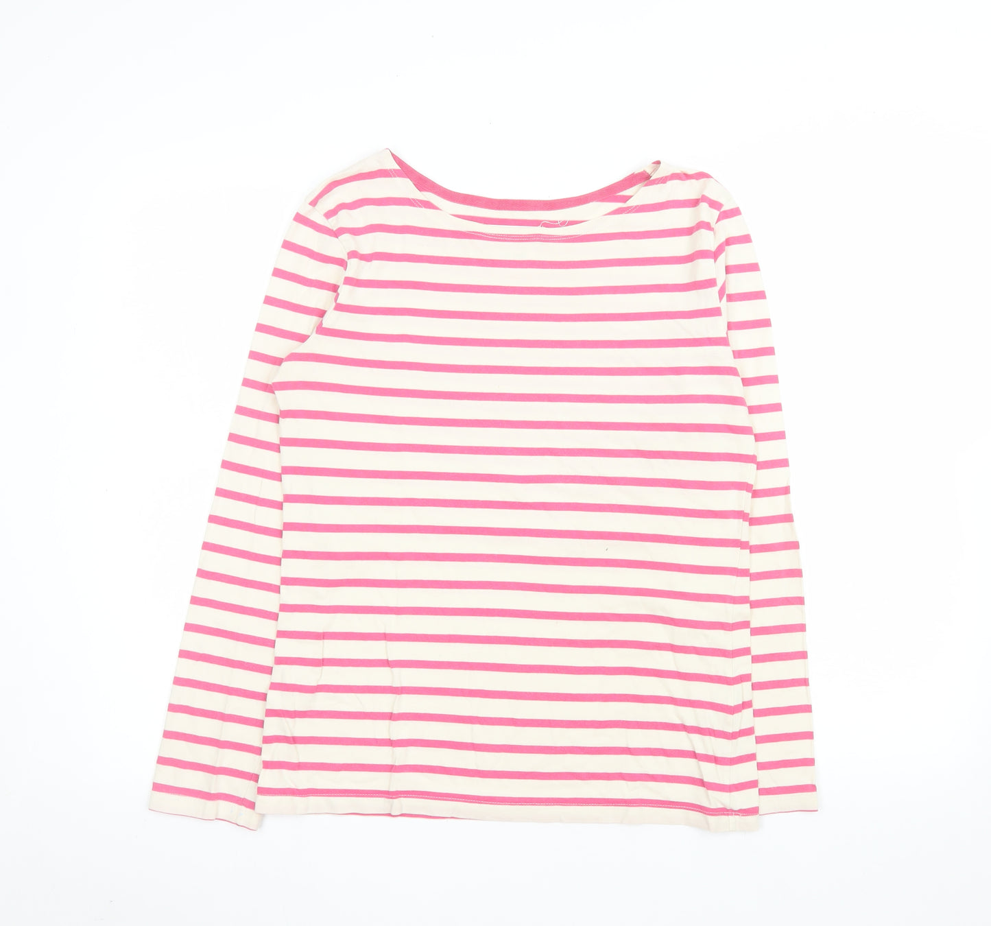 Seasalt Women Pink Striped Long Sleeve Organic Cotton Sailor T-Shirt Size 10