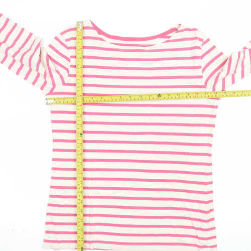 Seasalt Women Pink Striped Long Sleeve Organic Cotton Sailor T-Shirt Size 10