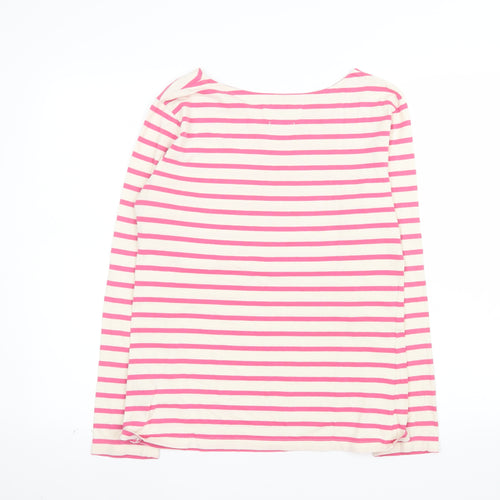 Seasalt Women Pink Striped Long Sleeve Organic Cotton Sailor T-Shirt Size 10