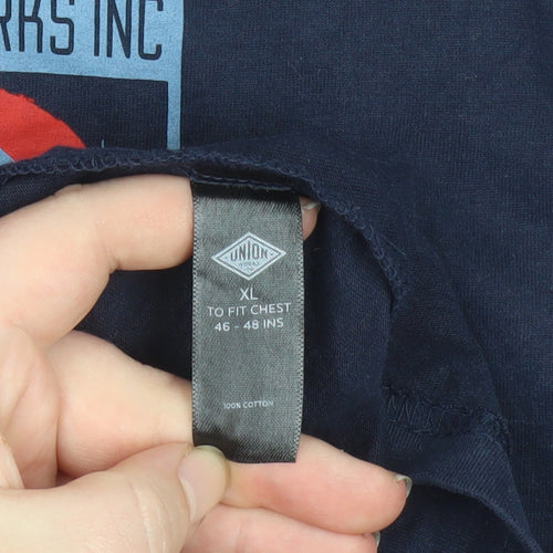 Union Works Inc Men's Navy Long Sleeve Cotton Tokyo Graphic Top XL