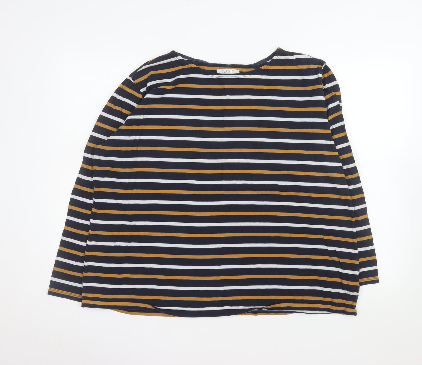 Seasalt Women Blue Striped Sailor Shirt Size 24 Cotton Long Sleeve