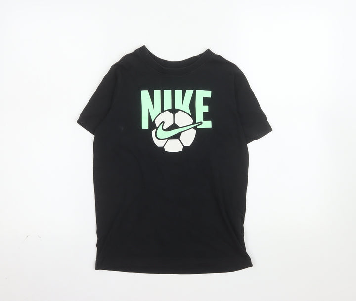 Nike Boys Black Short Sleeve Crew Neck Football Graphic T-Shirt 10-12 Years