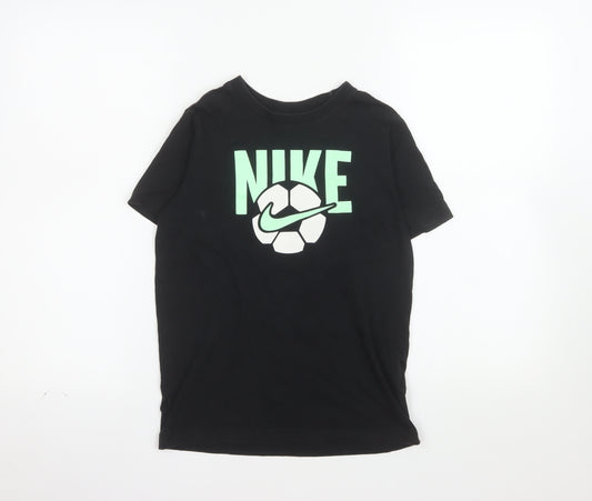 Nike Boys Black Short Sleeve Crew Neck Football Graphic T-Shirt 10-12 Years