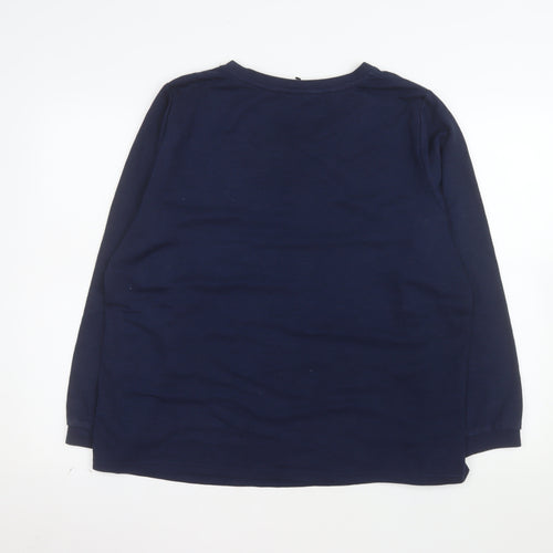 Bonmarché Women Navy Embroidered Floral Pullover Sweatshirt Size 18