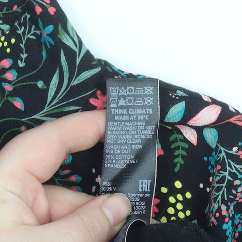 Marks and Spencer Women's Multicoloured Floral Long Sleeve T-Shirt Size 16