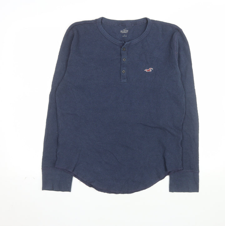 Hollister Men’s Blue Long Sleeve Henley Knit Casual Shirt Size S