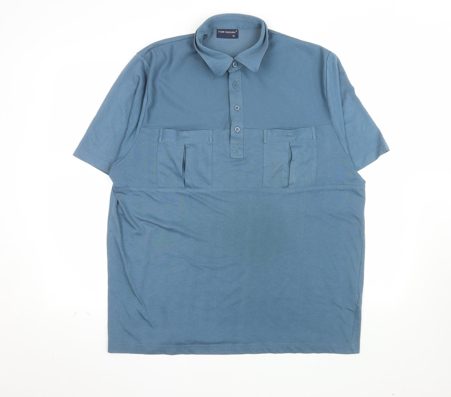 Tom Hagan Men's Blue XL Short Sleeve Cotton Polo Shirt