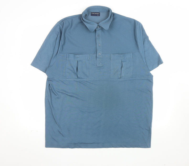 Tom Hagan Men's Blue XL Short Sleeve Cotton Polo Shirt