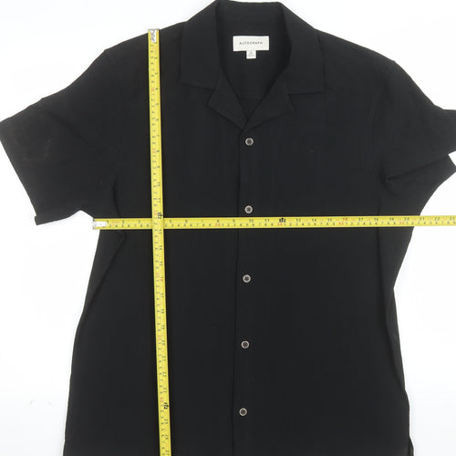 Marks and Spencer Autograph Men's Black Short Sleeve Button-Up Shirt M