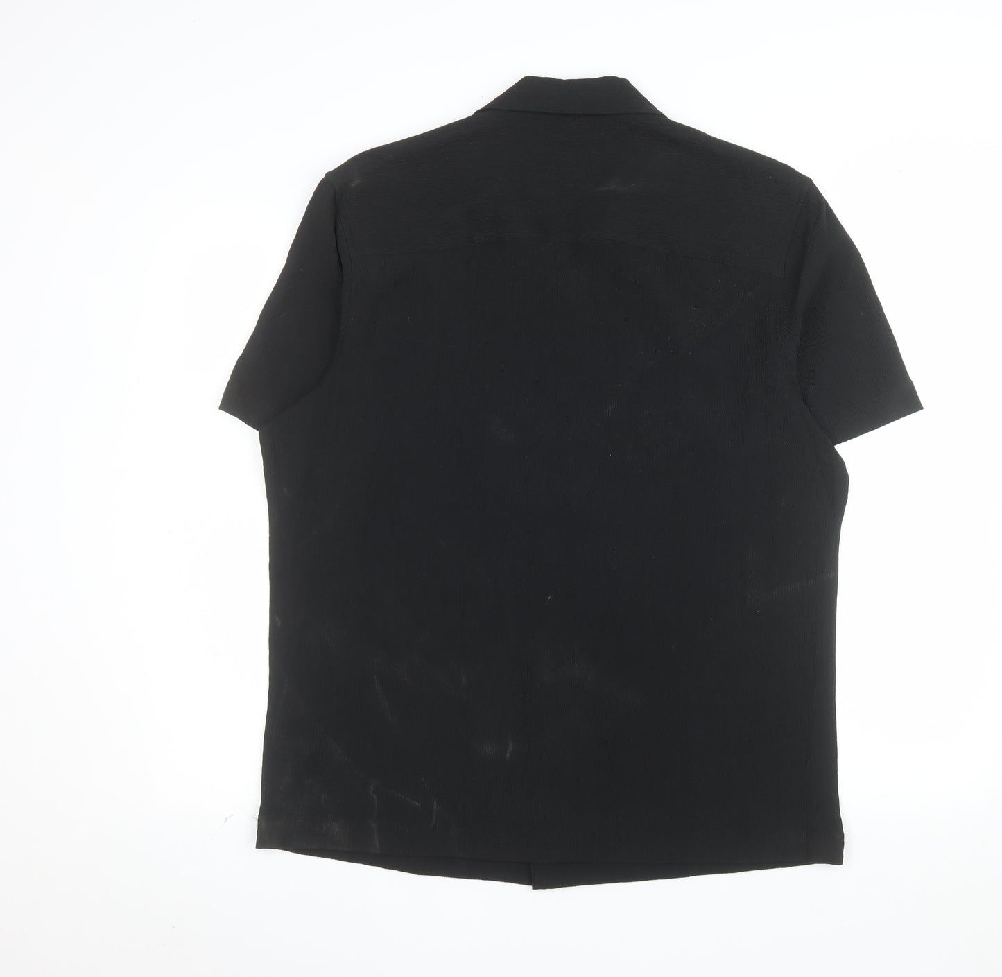 Marks and Spencer Autograph Men's Black Short Sleeve Button-Up Shirt M