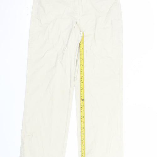 Marks and Spencer Women Beige Chino Trousers Size 6 Regular Cotton Twill