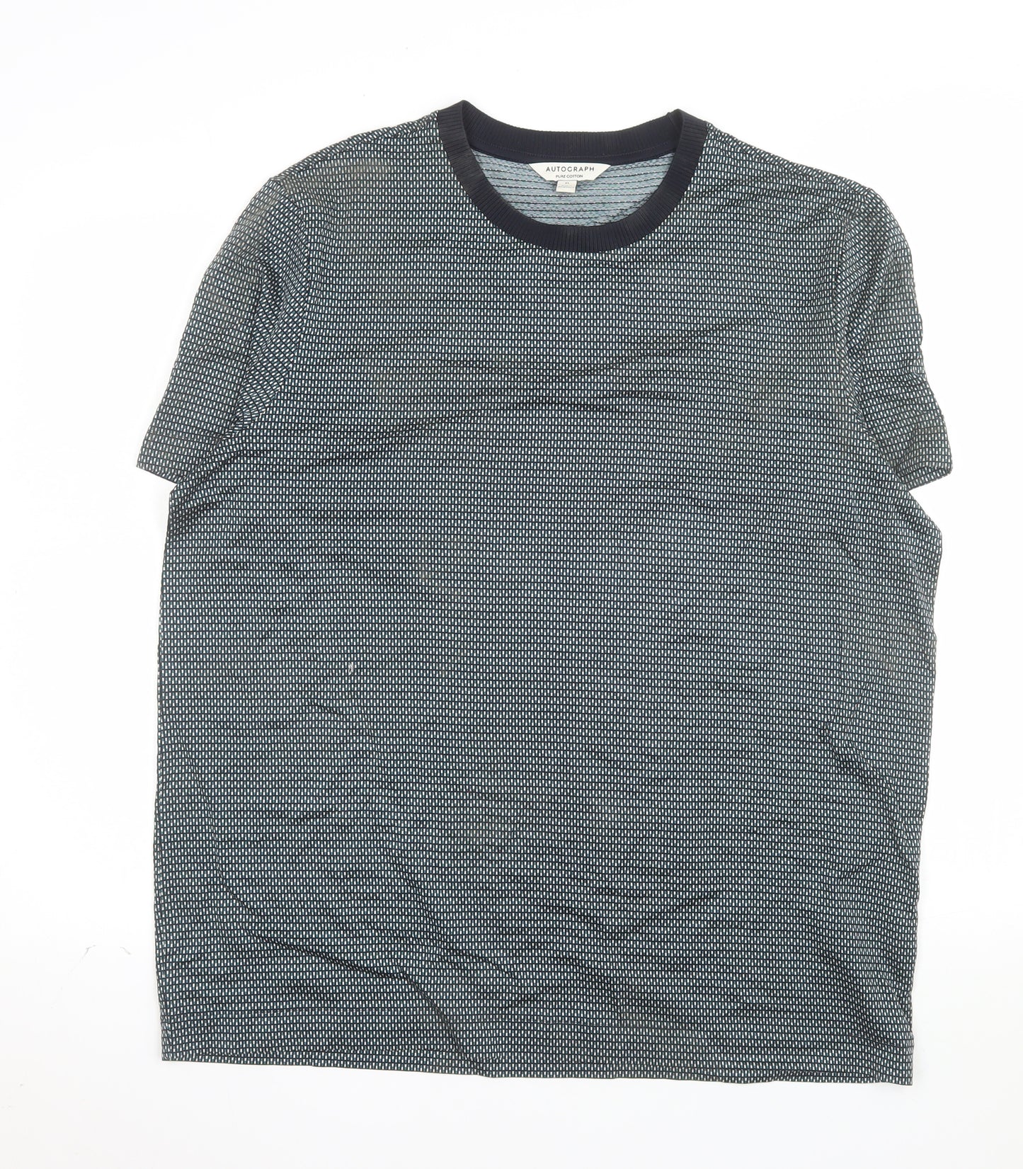 Marks and Spencer Autograph Men's Blue Cotton Crew Neck T-Shirt XL