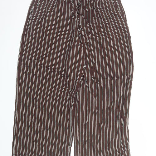 Marks and Spencer Women’s Brown Striped Cropped Trousers Size 14