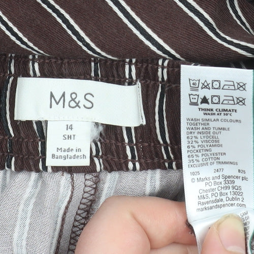 Marks and Spencer Women’s Brown Striped Cropped Trousers Size 14