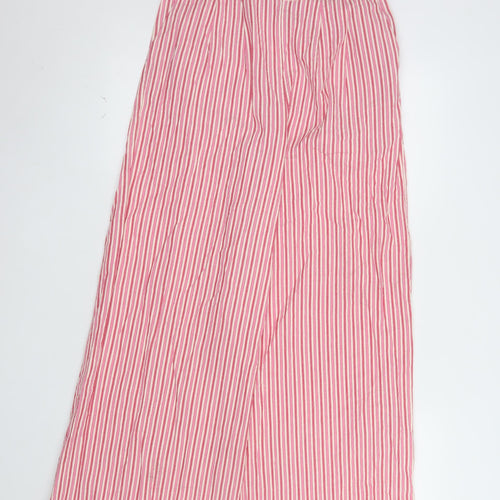 Nobody's Child Women's Pink Striped Wide-Leg Cotton Trousers UK 10