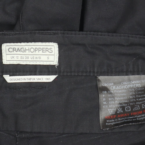 Craghoppers Women's Black Cargo Trousers Size 12 Regular Fit Outdoor Wear
