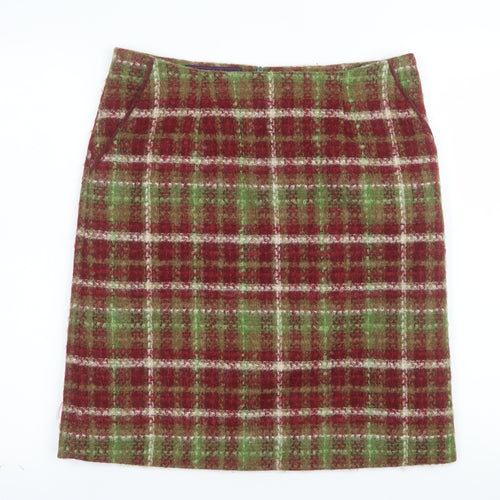 Laura Ashley Women’s Multicoloured Wool Tweed Check Pencil Skirt UK 12