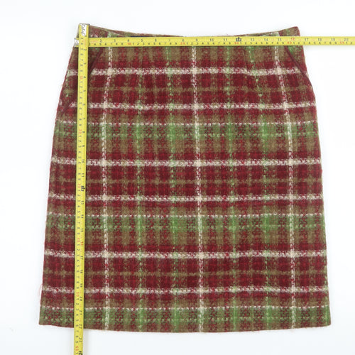 Laura Ashley Women’s Multicoloured Wool Tweed Check Pencil Skirt UK 12