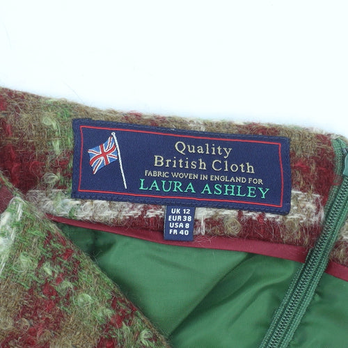 Laura Ashley Women’s Multicoloured Wool Tweed Check Pencil Skirt UK 12