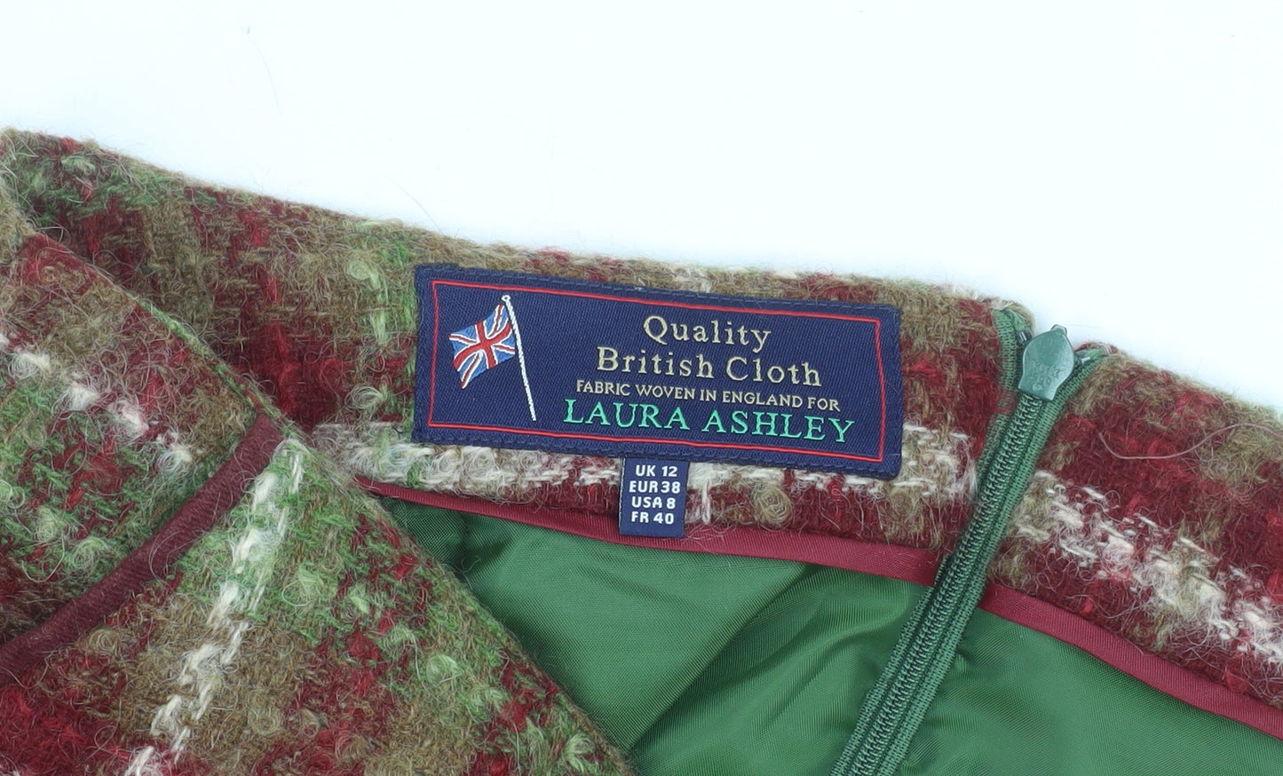 Laura Ashley Women’s Multicoloured Wool Tweed Check Pencil Skirt UK 12