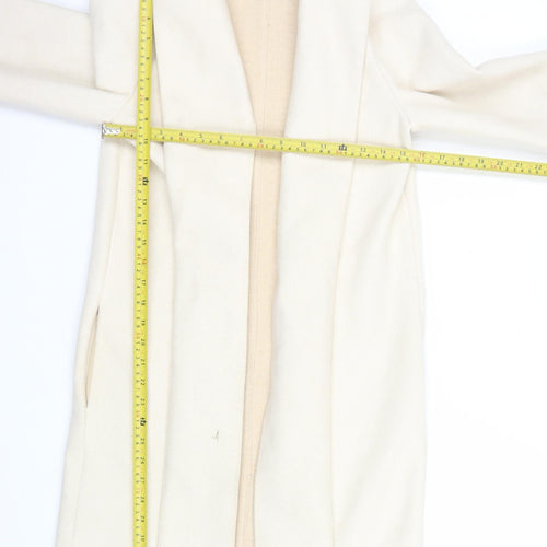 ZARA Women Ivory Wool Blend Long Overcoat Size S Classic Style